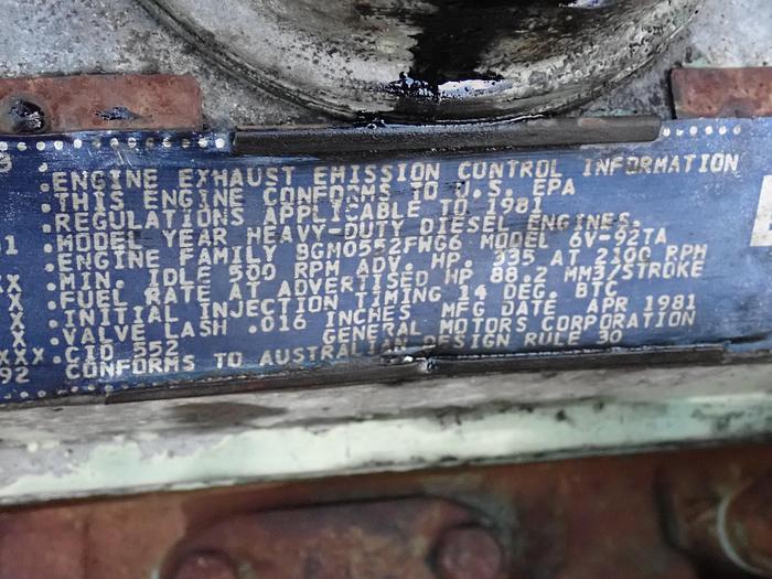 Used 1981 Detroit Diesel 6V92TA Engine MECHANICAL 335 HP 8067-7817