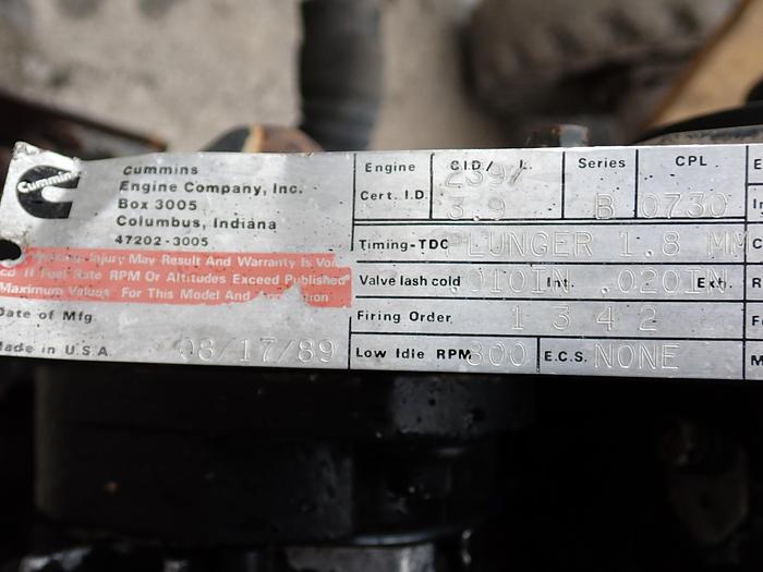 Used 1989 Cummins 4BT 3.9 C100 Diesel Engine