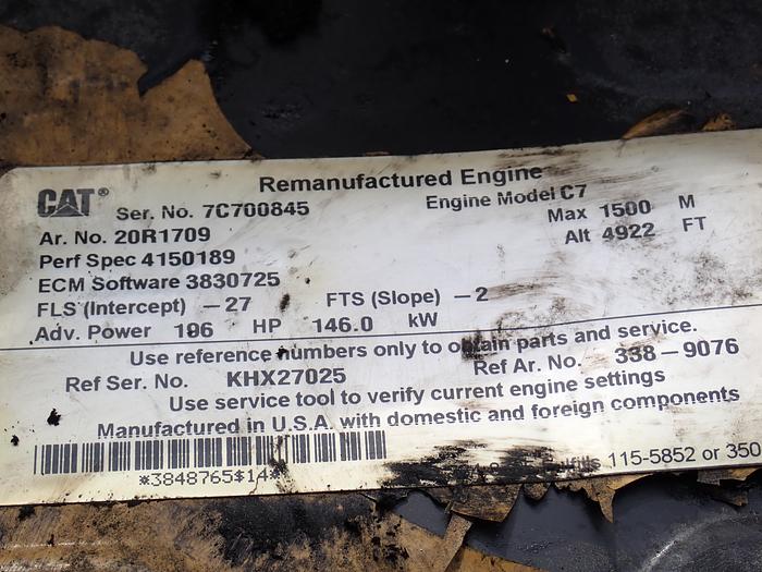 Used CAT C7 Diesel Engine 950H Wheel Loader A/R 388-9076