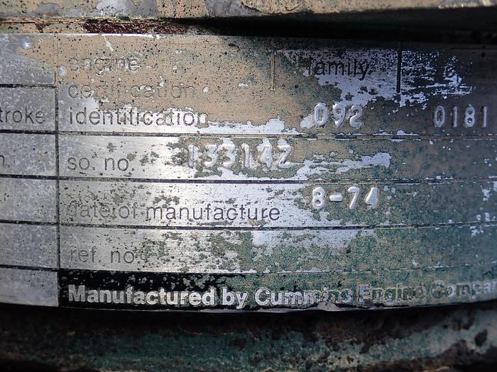 Used 1974 Cummins PT270 Turbo Diesel Engine Small Cam 855 CPL 0181