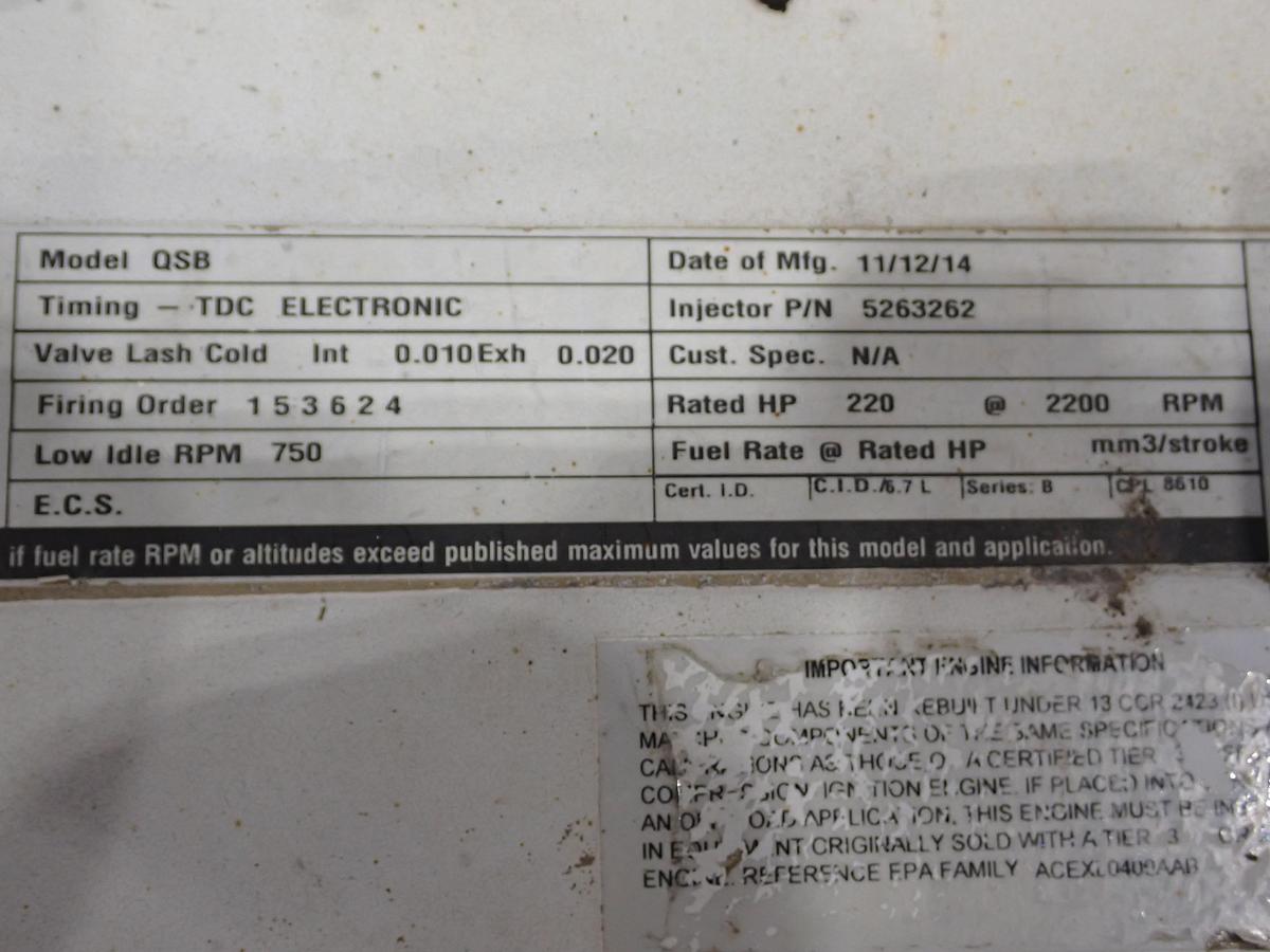 Used 2014 Cummins QSB 6.7 Diesel Engine CPL 8610