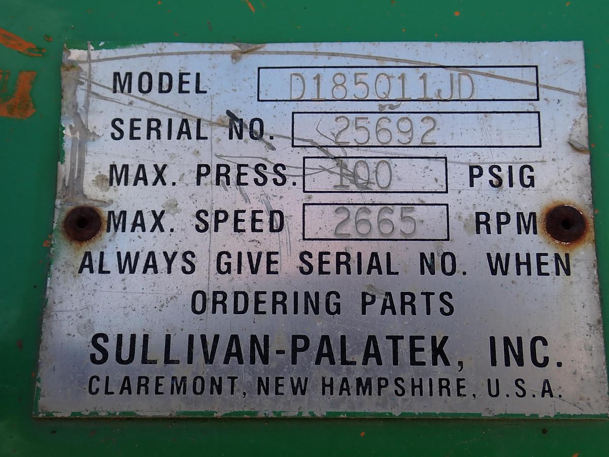 Used 2006 Sullivan Palatek D185Q 185 CFM Portable Air Compressor