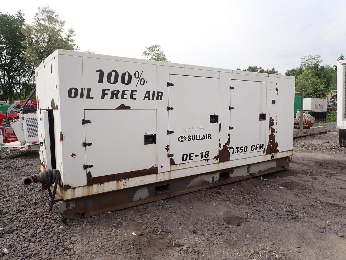 Used 2003 Sullair DE18 1550 CFM Oil Free Air Compressor CAT C16 8716 HRS