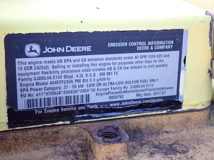 Used 2017 John Deere 4045TF290 Diesel Engine Power Unit LOW HOUR SHORT BLOCK