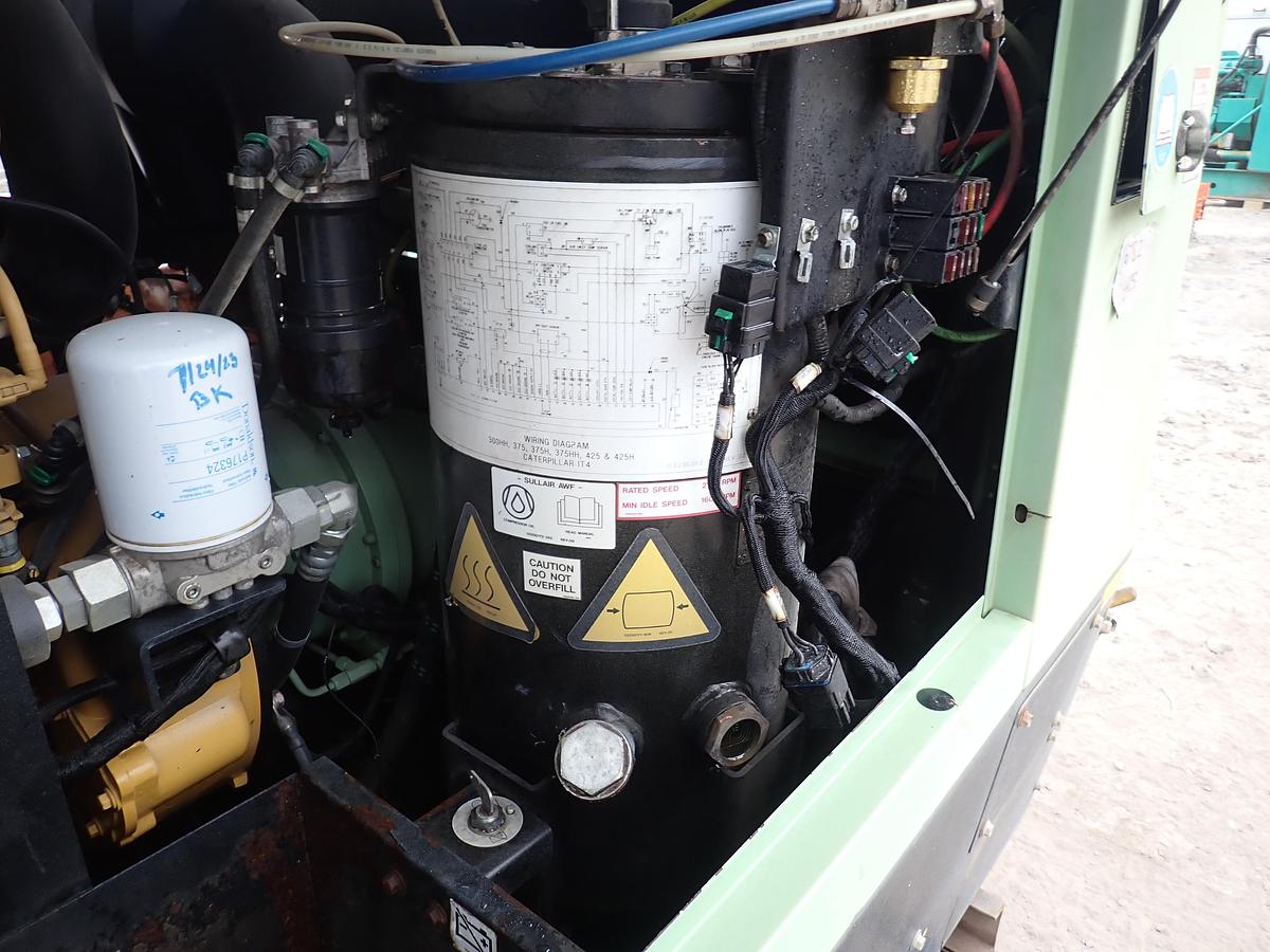 Used 2015 Sullair 375C Air Compressor CAT DIESEL 375 CFM 1678 HOURS