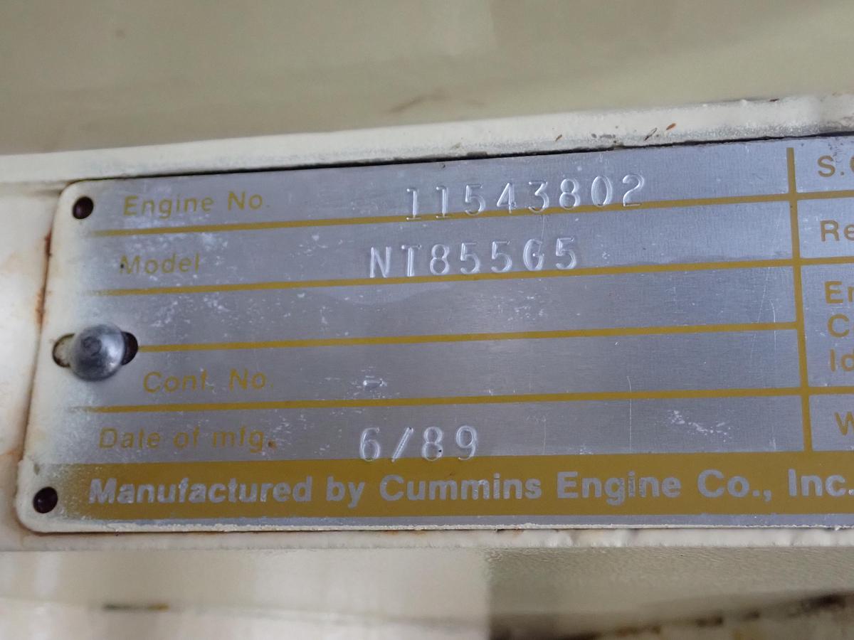 Used 1989 Cummins NT855-G5 Diesel Engine POWER UNIT 1006 HOURS!