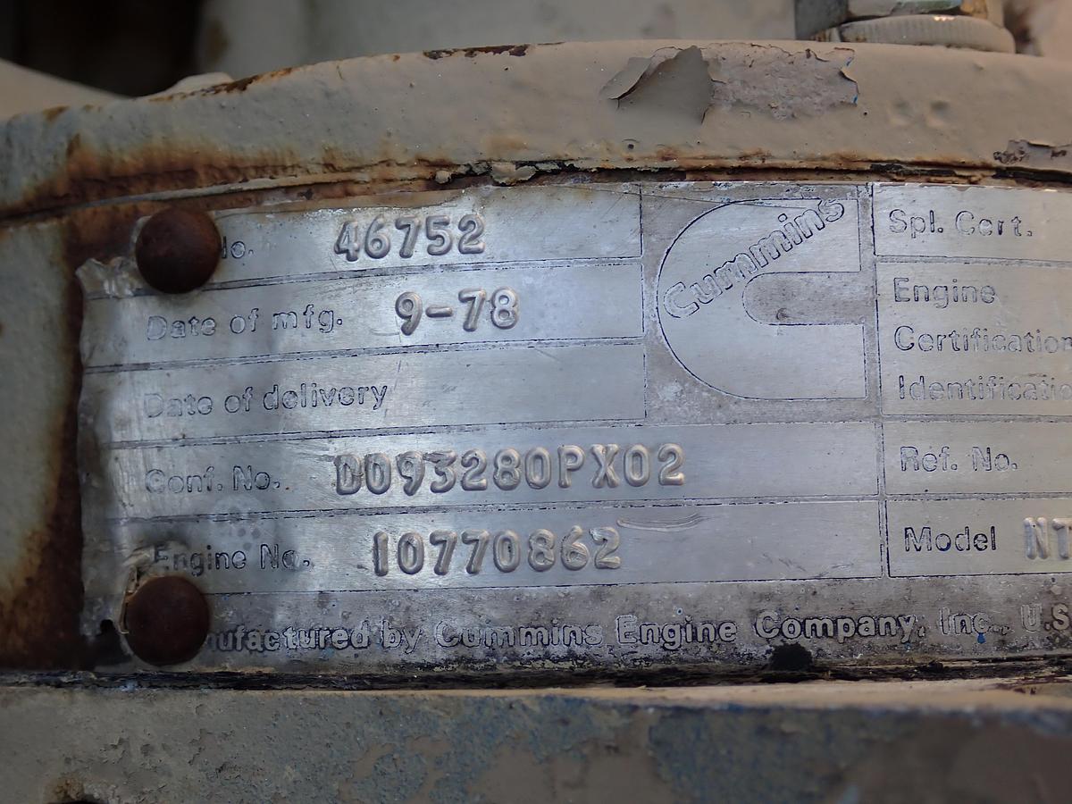 Used 1978 Cummins NTC-855P Small Cam Diesel POWER UNIT CPL 272