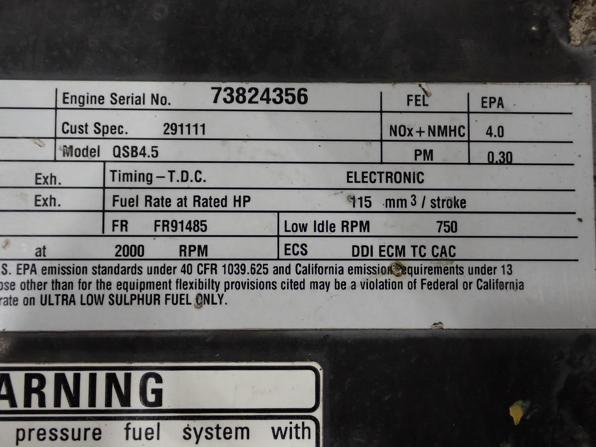 Used 2015 Cummins QSB 4.5 Diesel Engine 2.26 ORIGINAL HOURS CPL 8725
