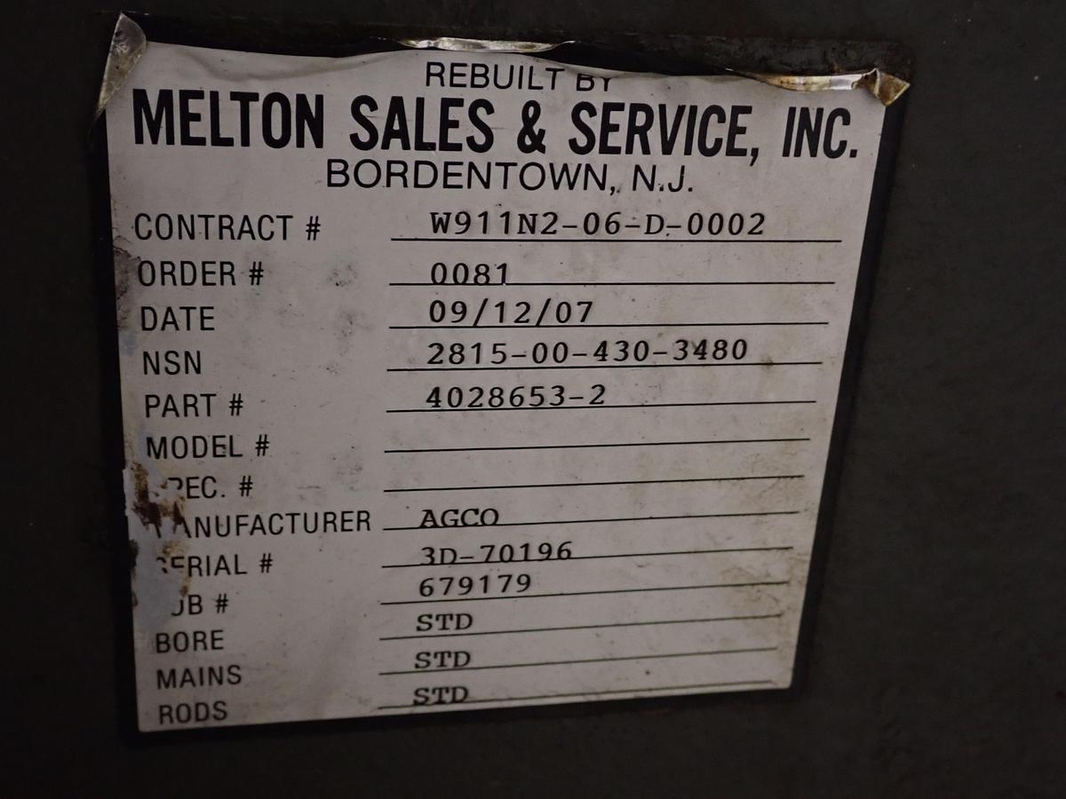 Used 1986 Allis Chalmers 3500 Turbo Diesel Engine 439 HOURS!