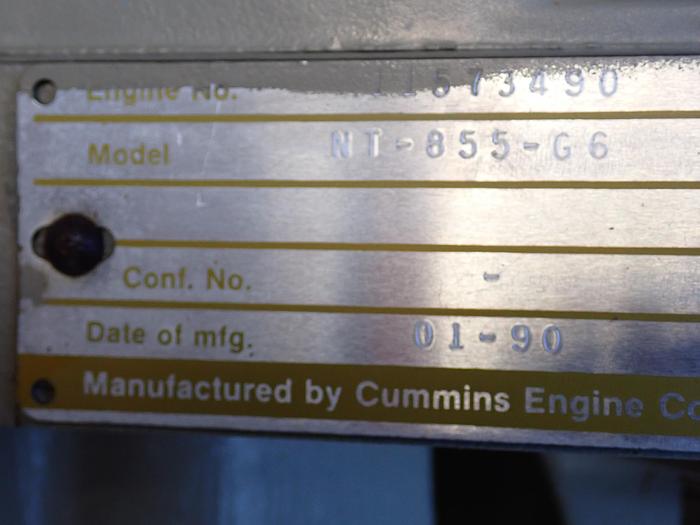 Used 1990 Cummins NT855-G6 250 KW Generator 1306 HOURS!