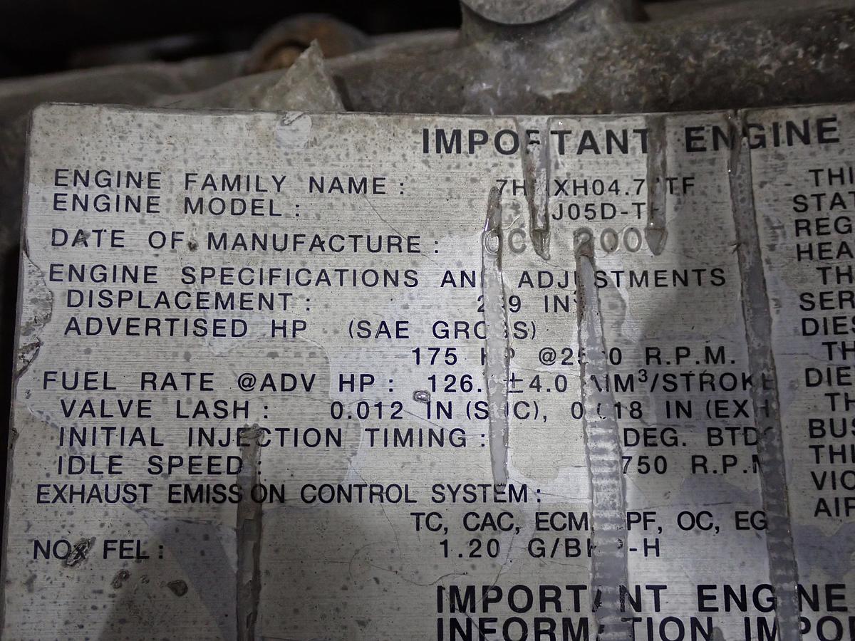 Used 2007 Hino J05D-TF Diesel Engine