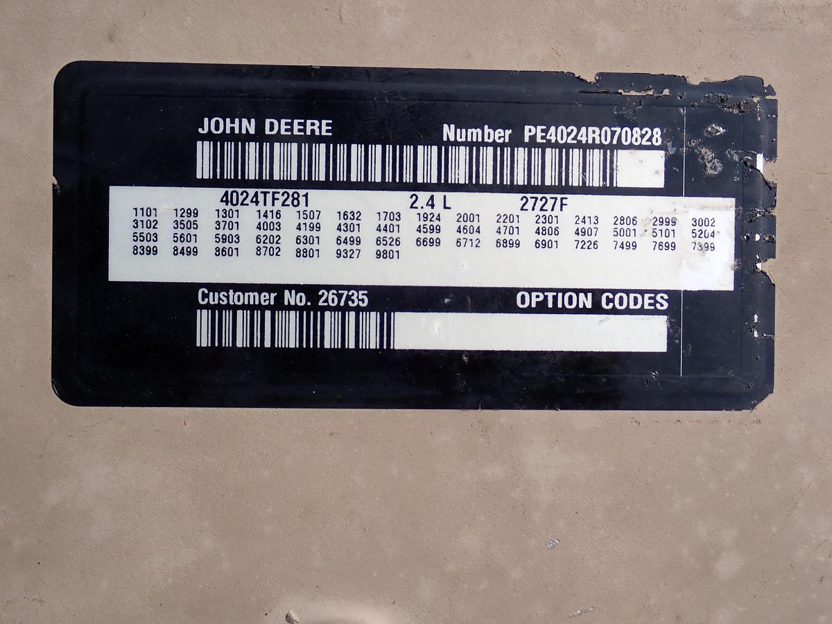 Used 2011 John Deere 4024TF281 Diesel Engine