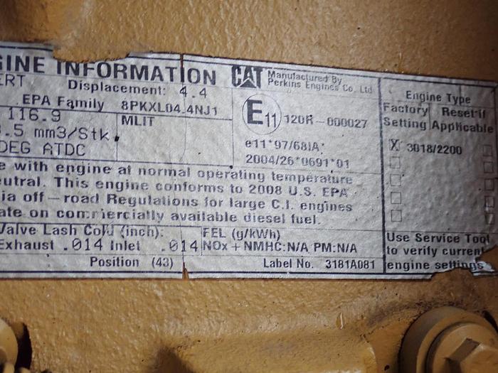 Used 2008 CAT C4.4 Turbo Diesel Engine AR # 307-0438