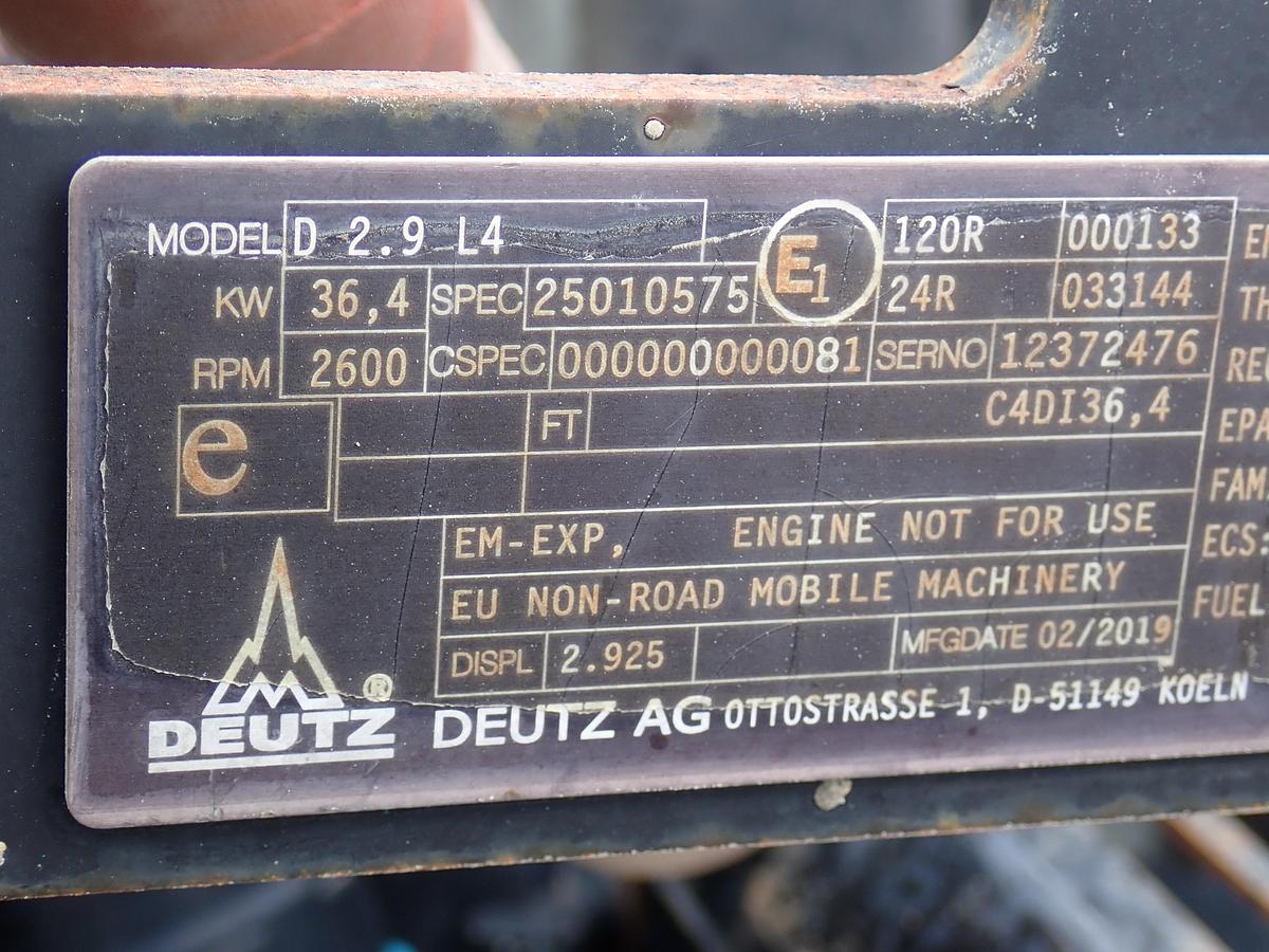Used 2019 Deutz D2.9 L4 Diesel Engine Power Unit