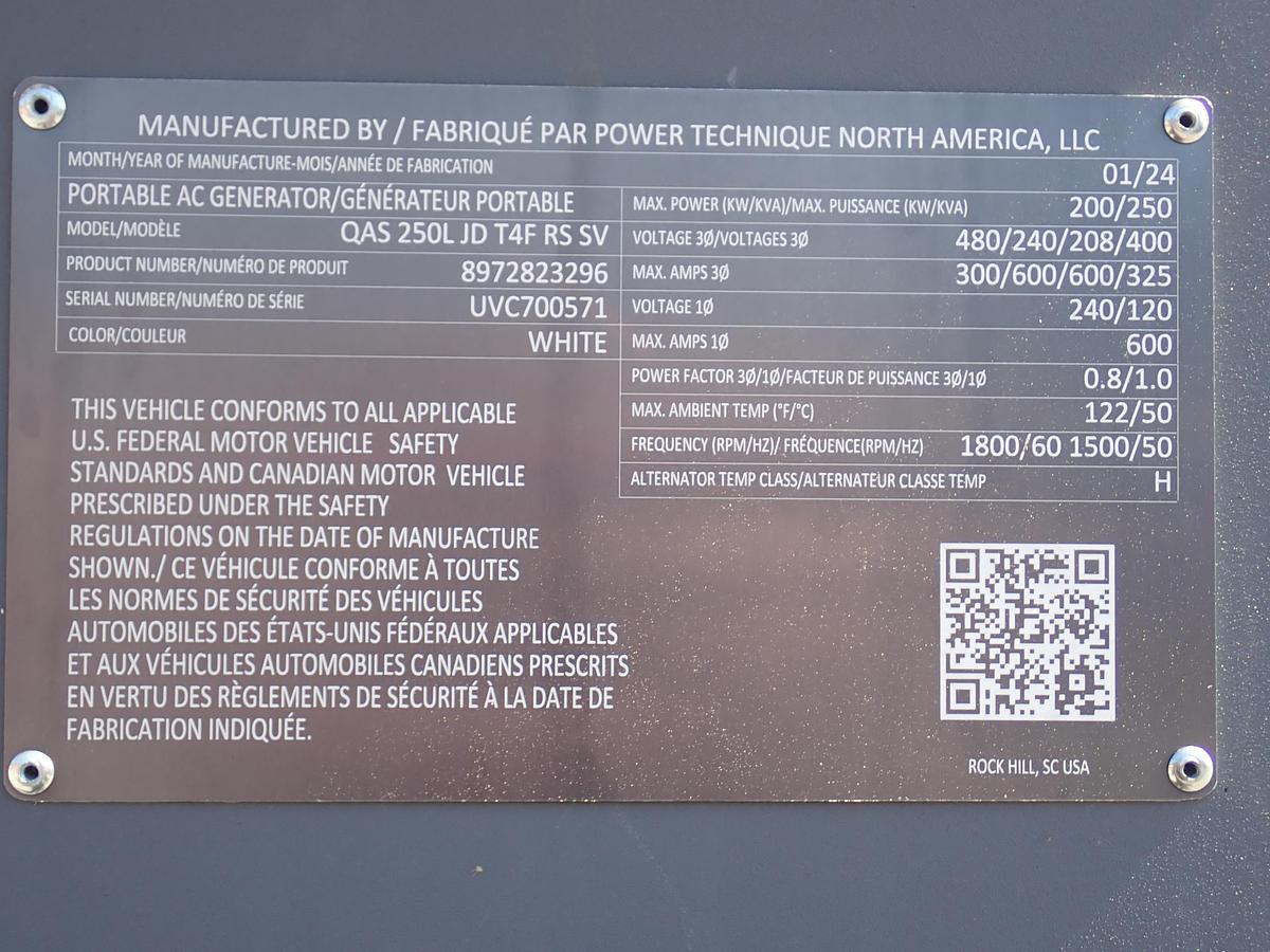 2024 Atlas Copco QAS250 UNUSED Generator FACTORY WARRANTY