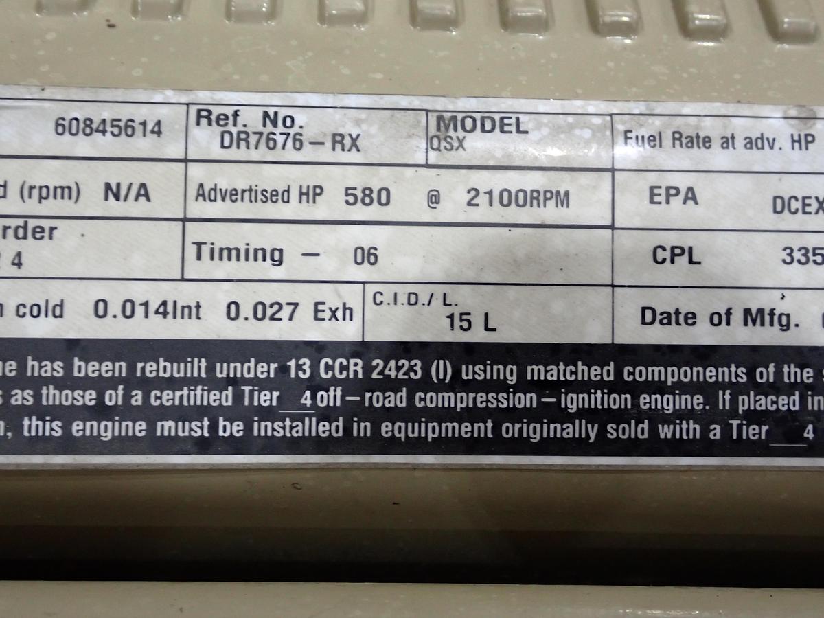2012 Cummins QSX15 Diesel Engine UNUSED CPL 3350