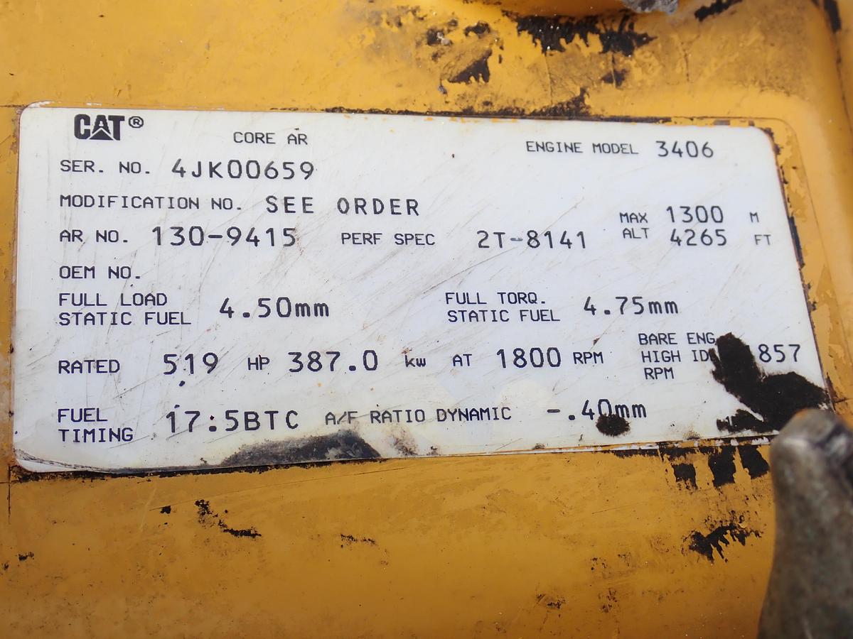 Used 1999 CAT 3406B Diesel Engine POWER UNIT AR 130-9415 519 HP