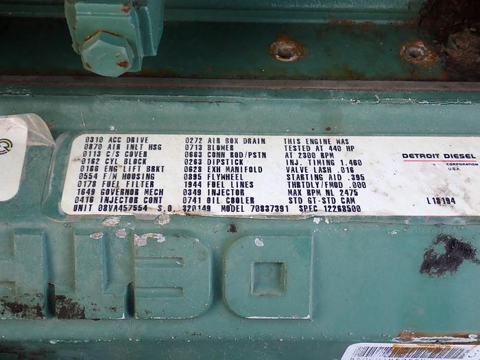 Used Detroit Diesel 8V71T MILITARY Engine 440 HP UNUSED SURPLUS