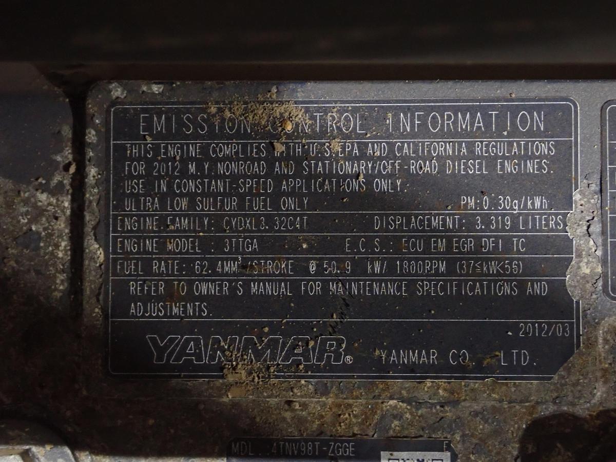 Used 2012 Yanmar 4TNV98T-ZGCE Turbo Diesel Engine