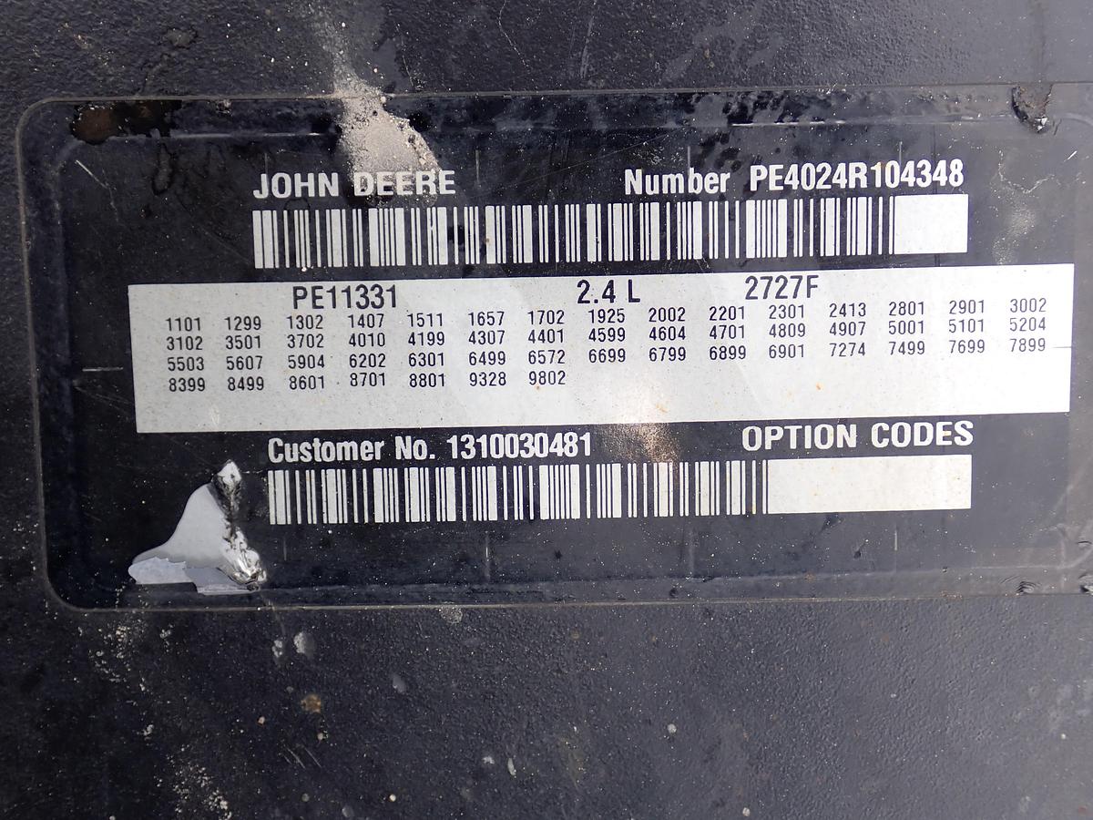 Used 2012 John Deere 4024TF281 Turbo Diesel Engine