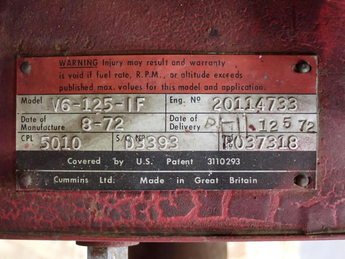 Used 1972 Cummins V378 V6 Diesel Engine