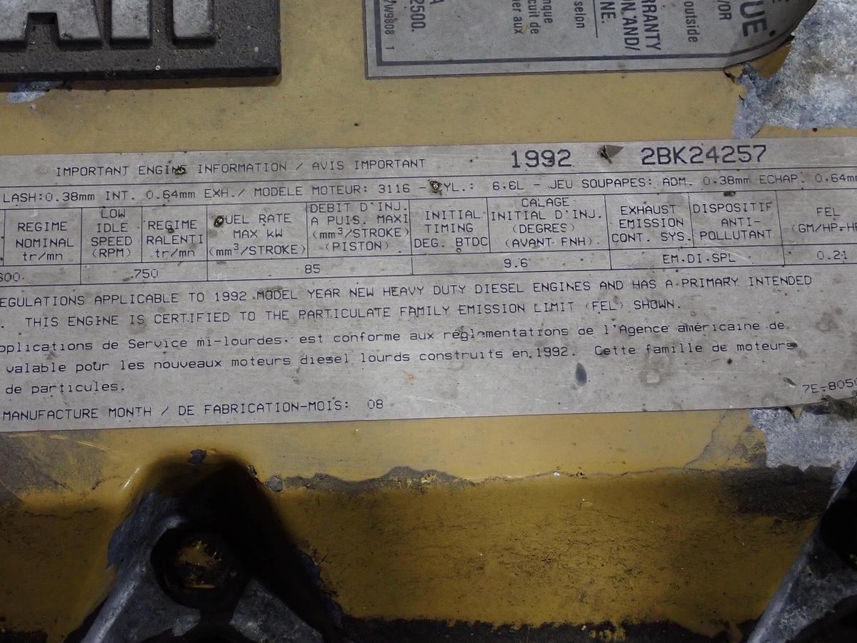 Used 1992 CAT 3116 Truck Engine LOW MILES! AR # 6I-4141