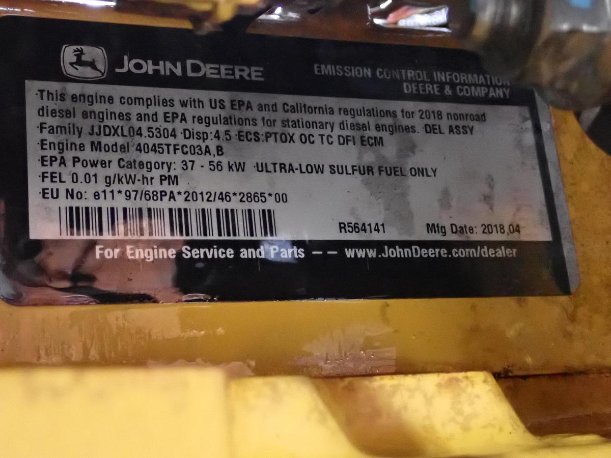 Used 2018 John Deere 4045TFC03 Diesel Engine POWER UNIT 