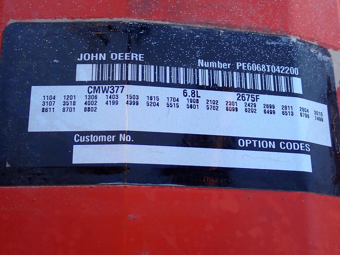 Used 1999 John Deere 6068TF250 Turbo Diesel Engine LOW HOURS