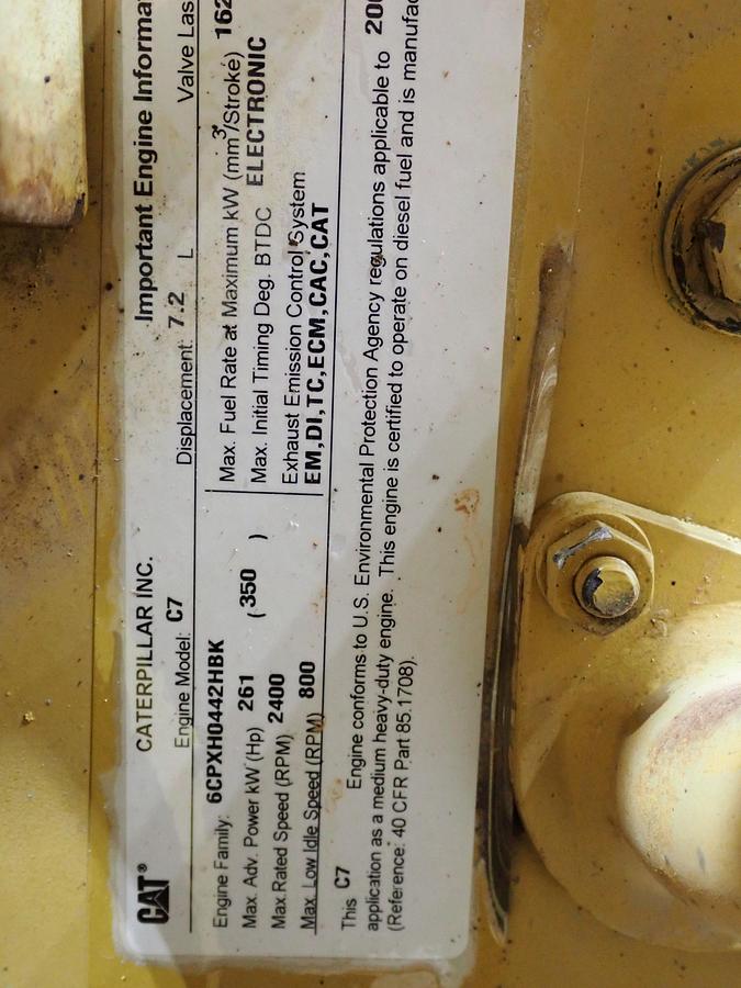 Used 2011 CAT C7 Diesel Engine FMM 330 HP ARMY SURPLUS!