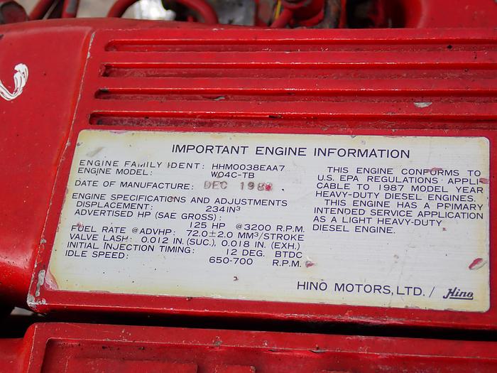 Used 1987 Hino W04C-TB Diesel Truck Engine
