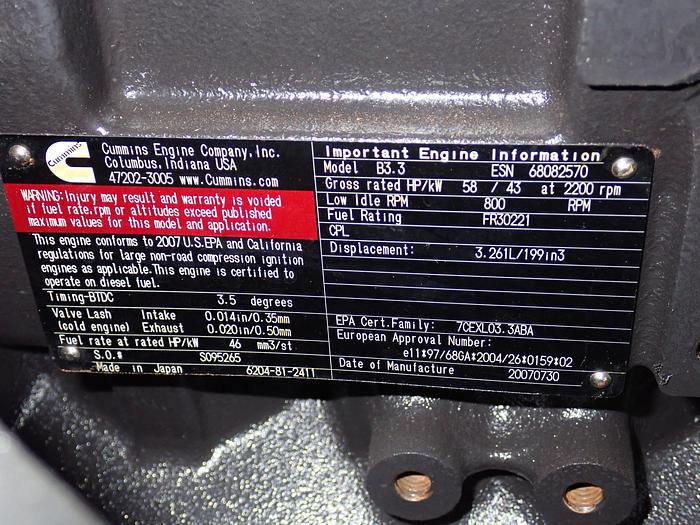 2007 Cummins B3.3 Diesel Engine NEW SURPLUS