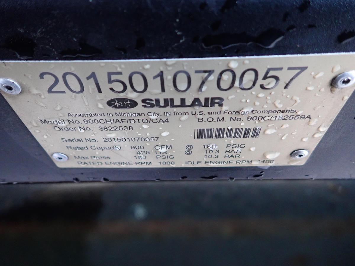 Used 2015 Sullair 900CH/AFDTQ-CA4 900 CFM Air Compressor