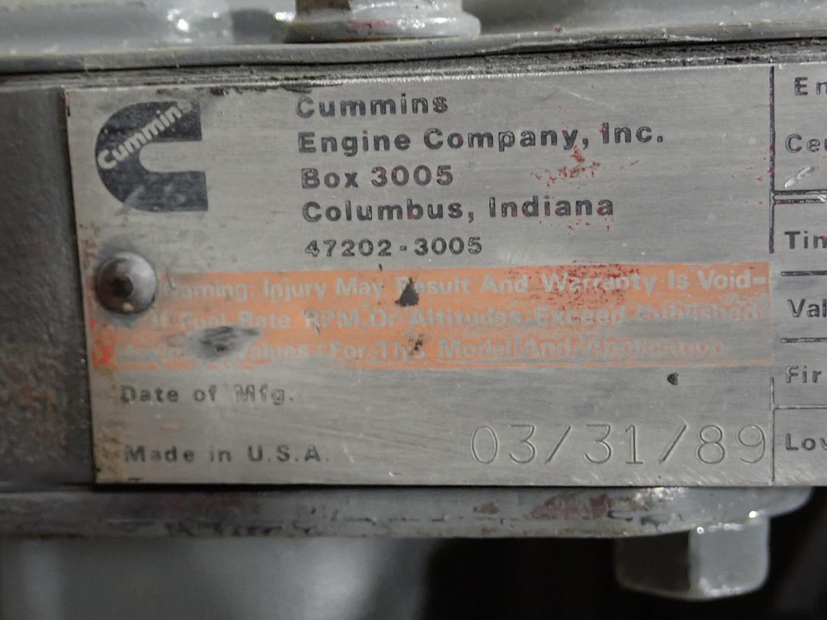 Refurbished 1989 Cummins 6BTA 5.9 REBUILT Diesel Engine CPL 0599