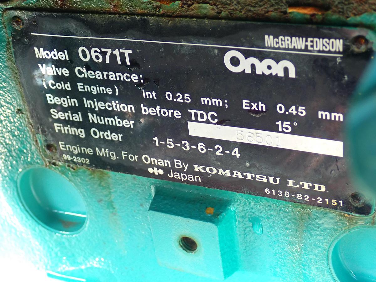 Used Komatsu S6D110-1 Turbo Diesel Engine 341 HOURS!