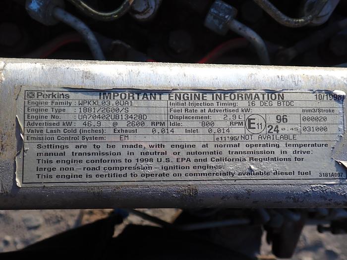 Used 1998 Perkins 704-30 Diesel Engine CAT 3034 772 HOURS!