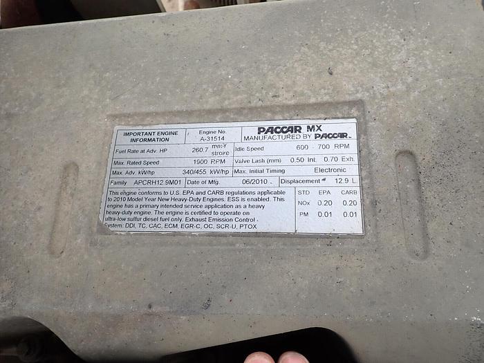 Used 2010 Paccar MX13 Turbo Diesel Engine RUNS STRONG! Truck 455 HP MX-13