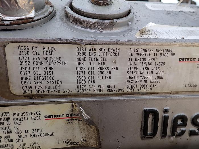 Used 1993 Detroit Diesel 6V92TA Truck Engine 350 HP DDEC