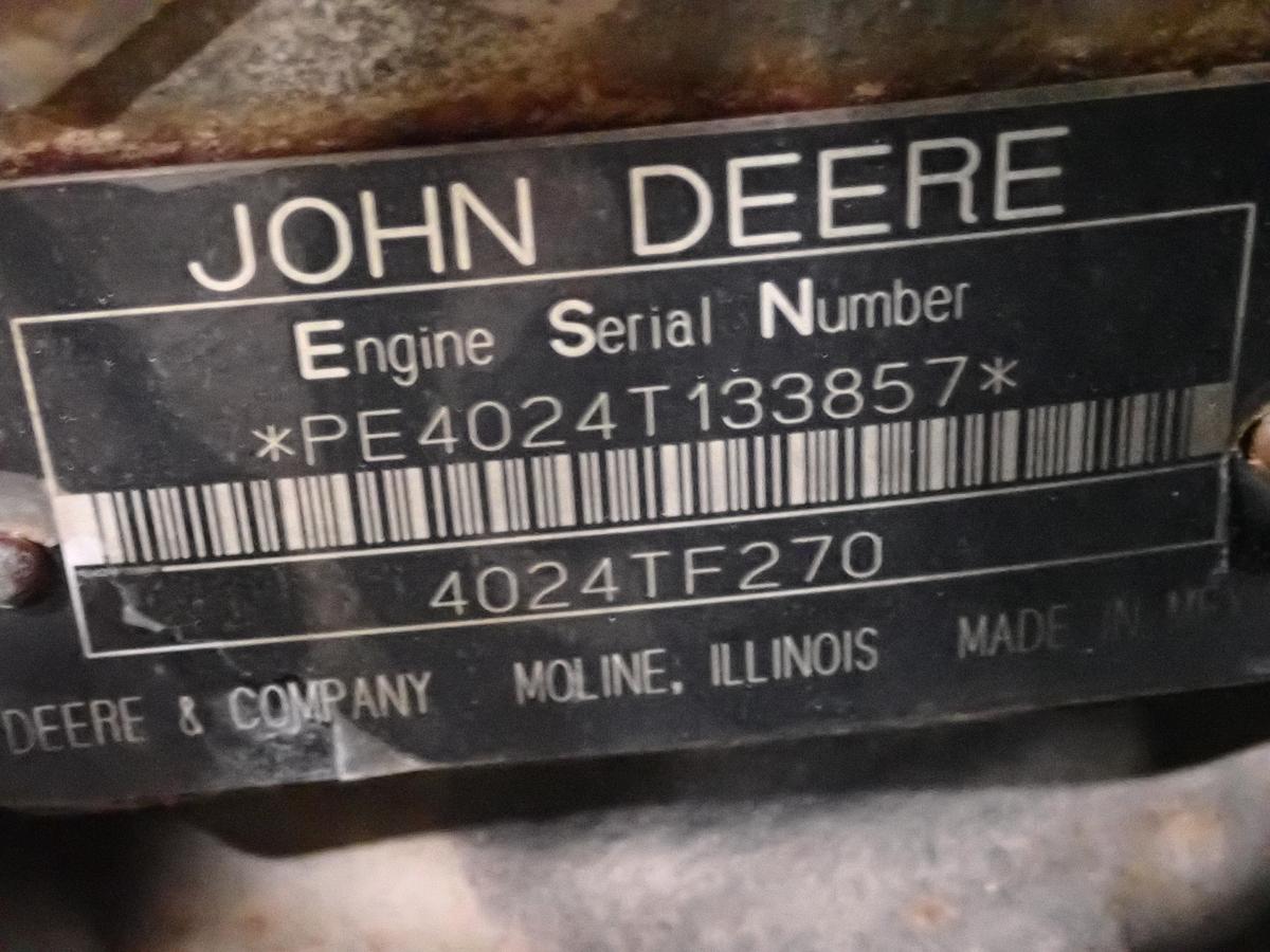 Used 2007 John Deere 4024TF270 Diesel Engine 1900 HOURS!