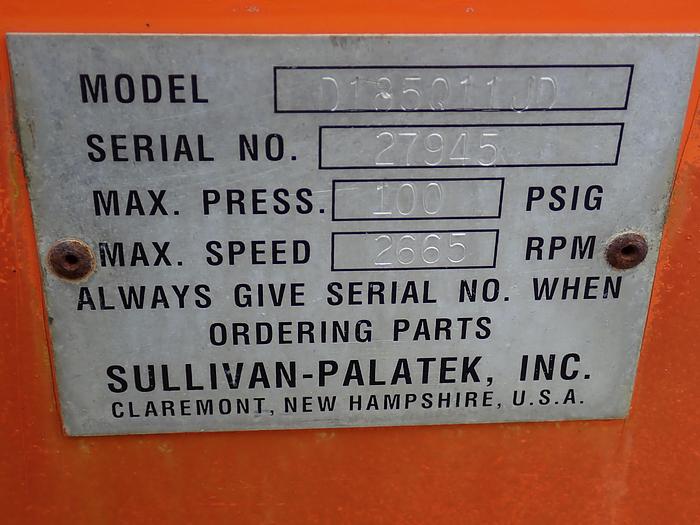 Used 2008 Sullivan Palatek D0185QH11JDB 185 CFM Air Compressor