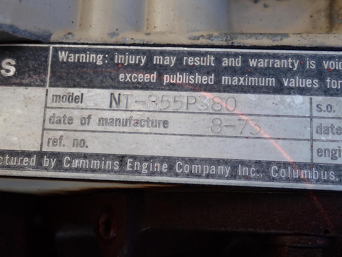 Used 1973 Cummins NT-855P-380 Small Cam Diesel Engine CPL 11 