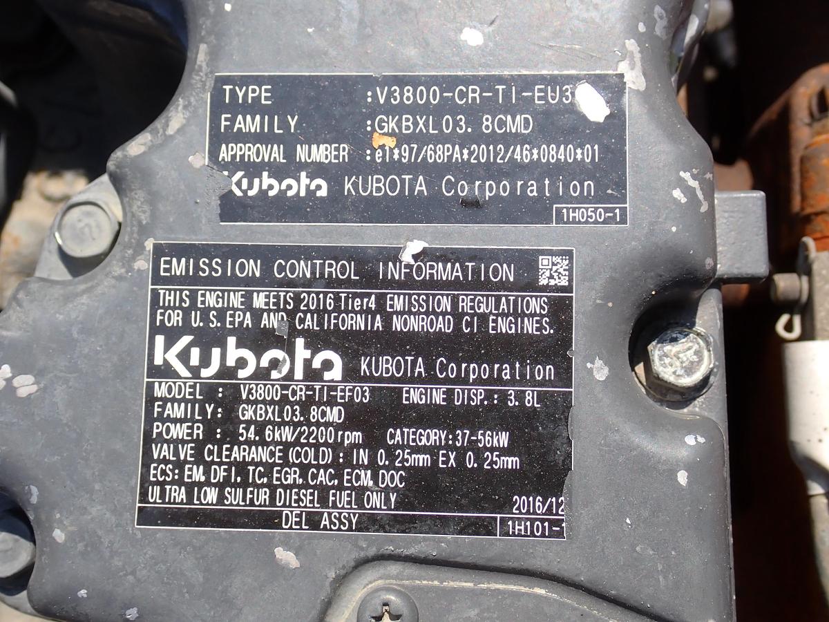 Used 2016 Kubota V3800-CR-TI-EF03 Turbo Diesel Engine