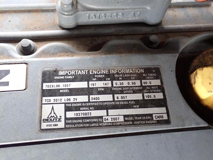Used 2007 Deutz TCD2012 L06 2V Diesel Power Unit LOW HOURS! PTO Clutch