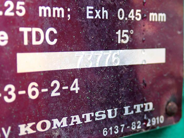 Used Komatsu S6D105-1 Turbo Diesel Engine LOW HOURS! Onan 0665T