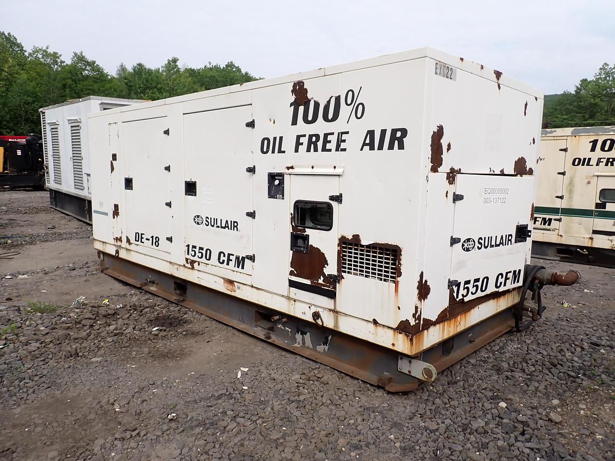 Used 2003 Sullair DE18 1550 CFM Oil Free Air Compressor CAT C16 8716 HRS