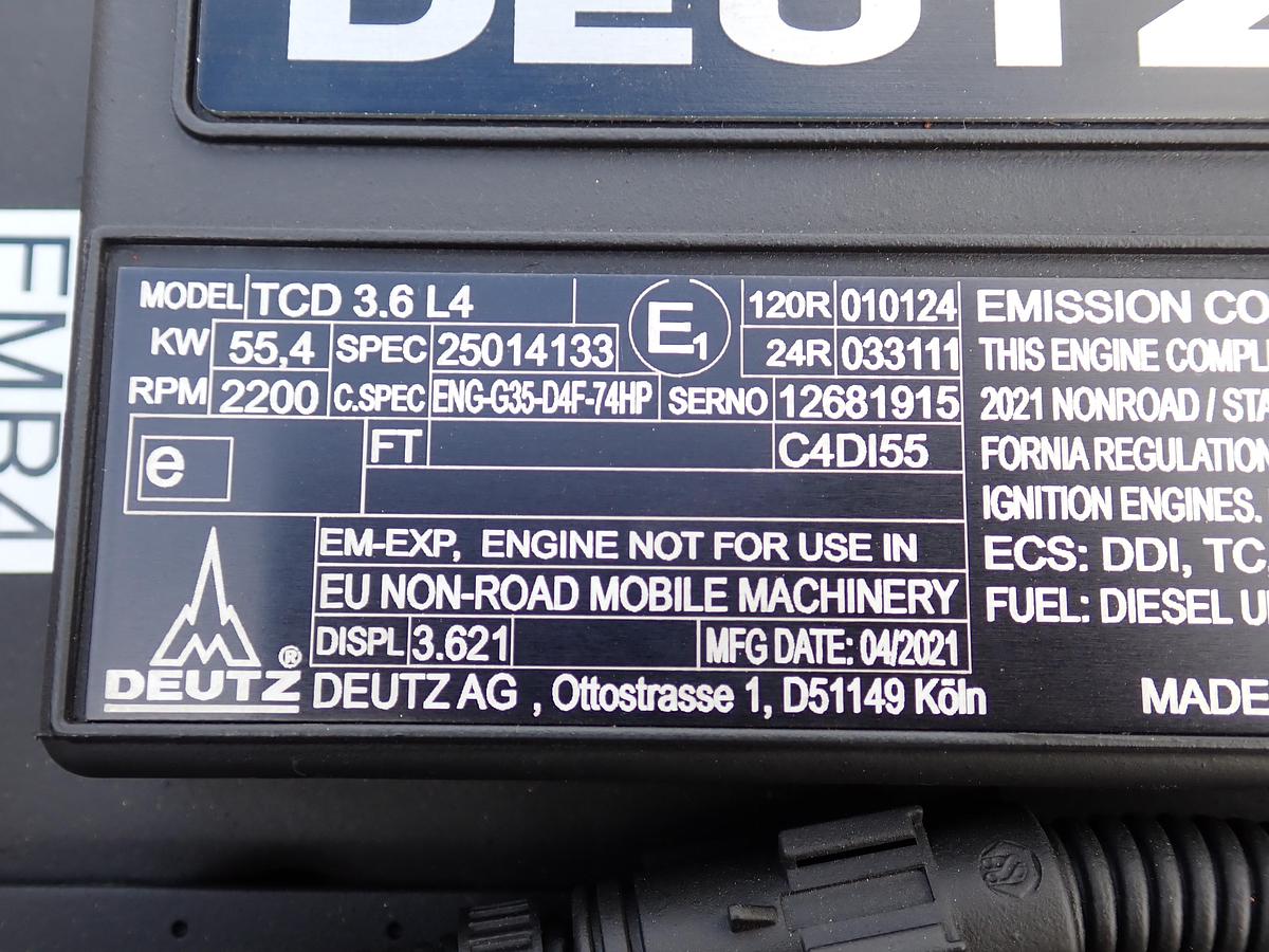 2021 Deutz TCD 3.6 L4 UNUSED Diesel Engine POWER UNIT