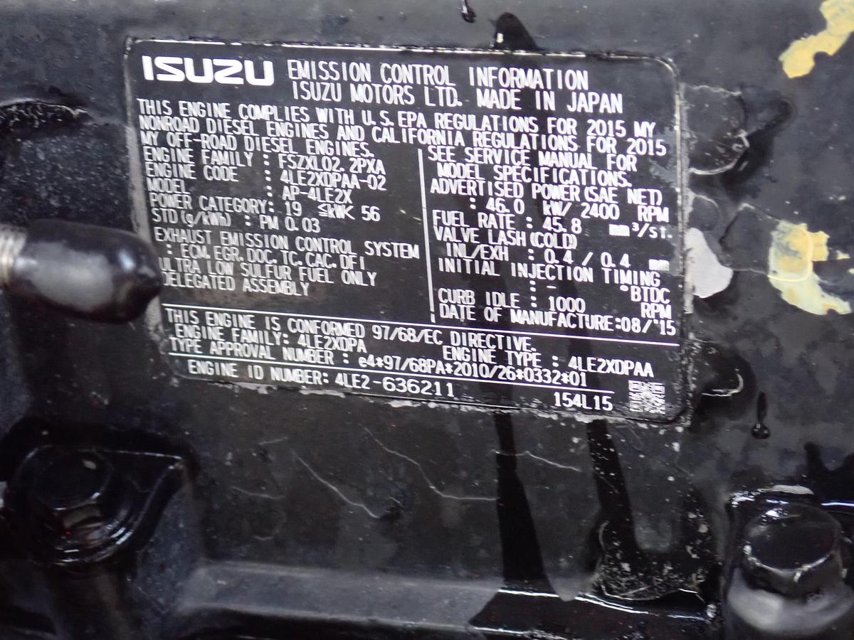 Used 2015 Isuzu 4LE2 Turbo Diesel Engine 1137 HOURS!