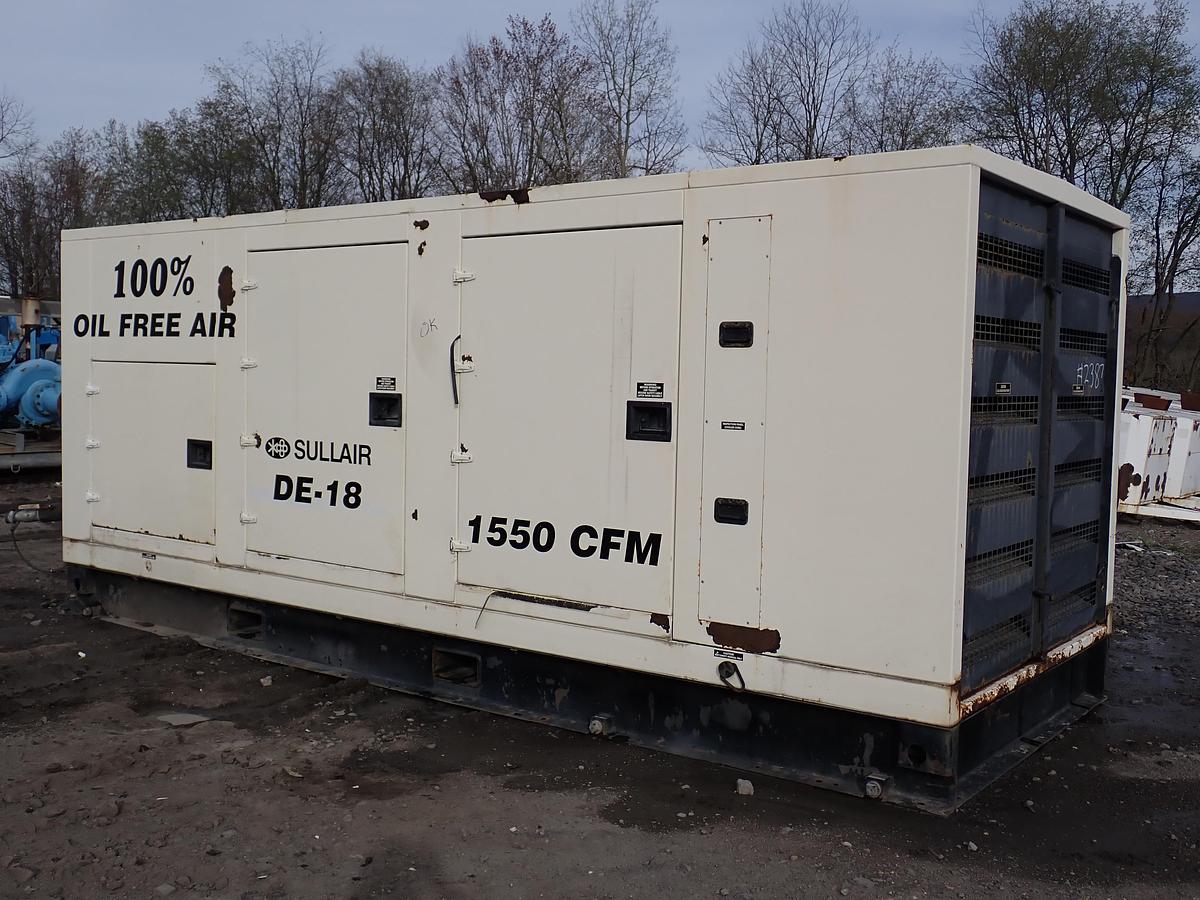 Used 2004 Sullair DE18 1550 CFM Oil Free Air Compressor CAT C16 5281 HRS
