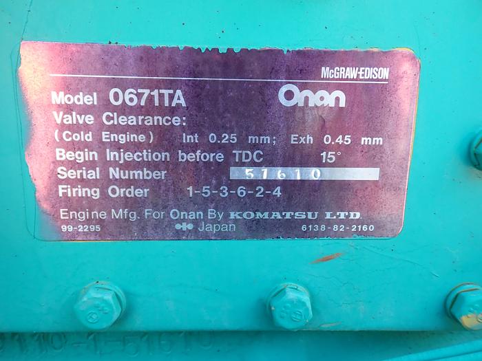 Used Komatsu SA6D110 Turbo Diesel Engine LOW HOURS!