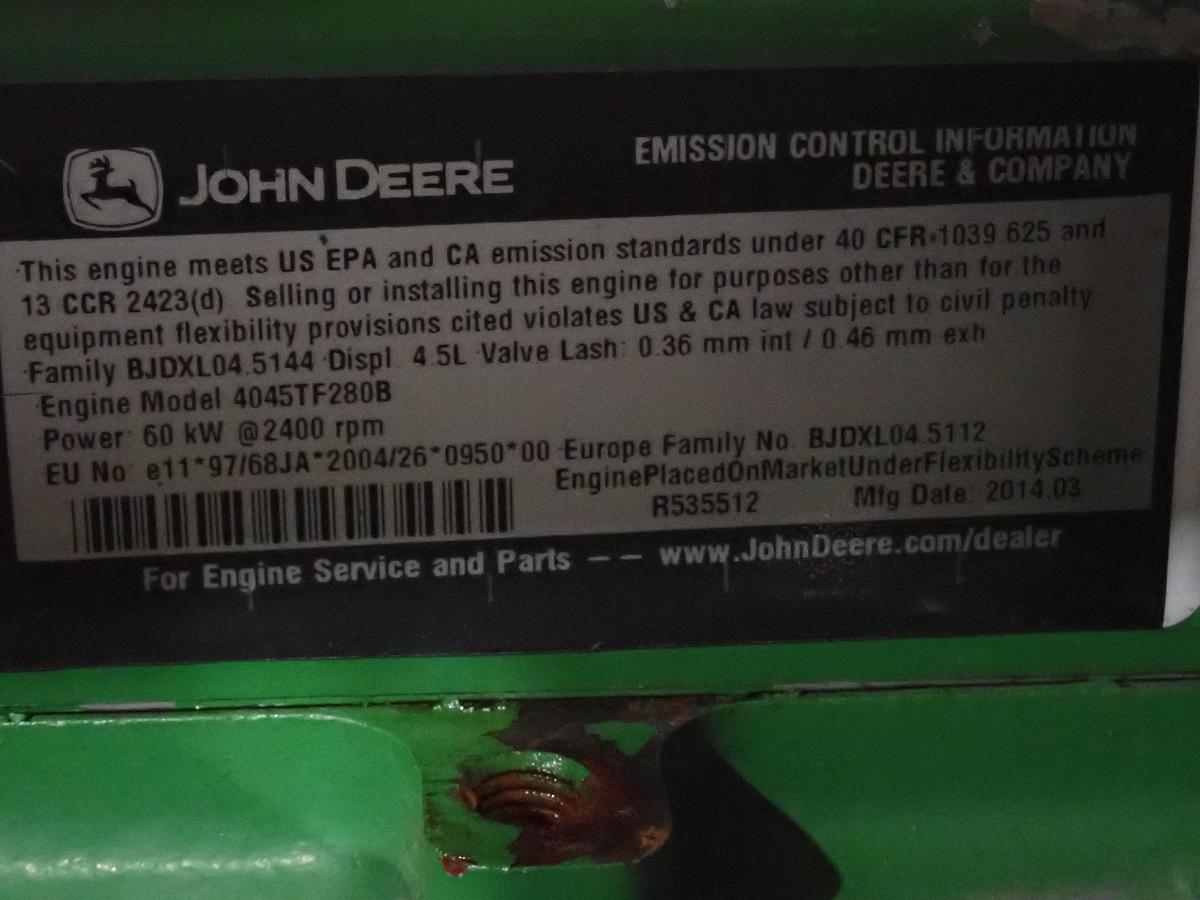 Used 2014 John Deere 4045TF280 LOW HOUR Diesel Engine POWER UNIT
