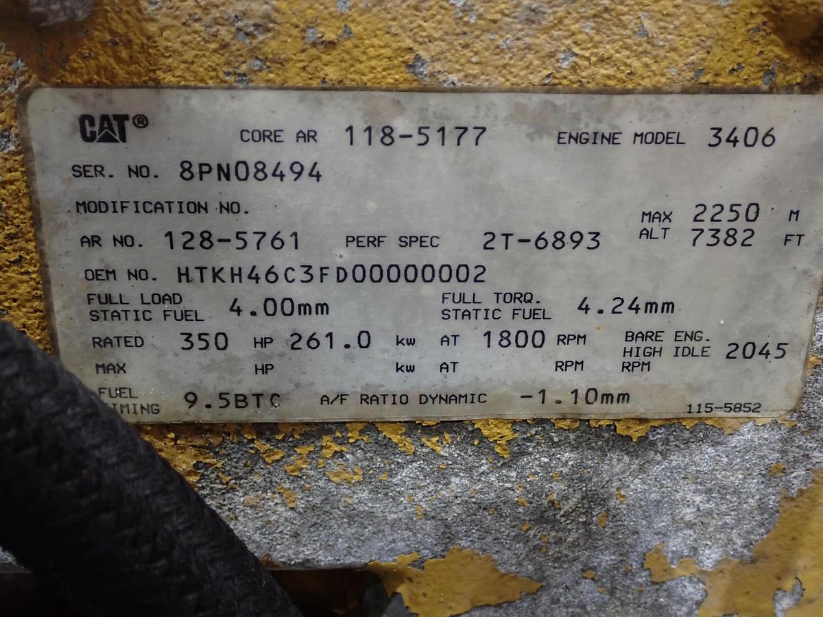 Used 1996 Caterpillar 3406C Turbo Diesel Engine AR # 118-5177